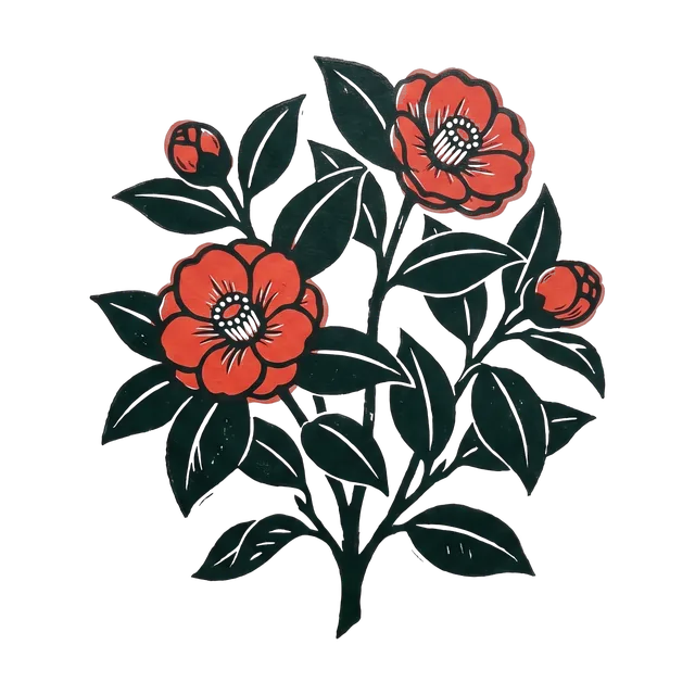 Camellia, drawn