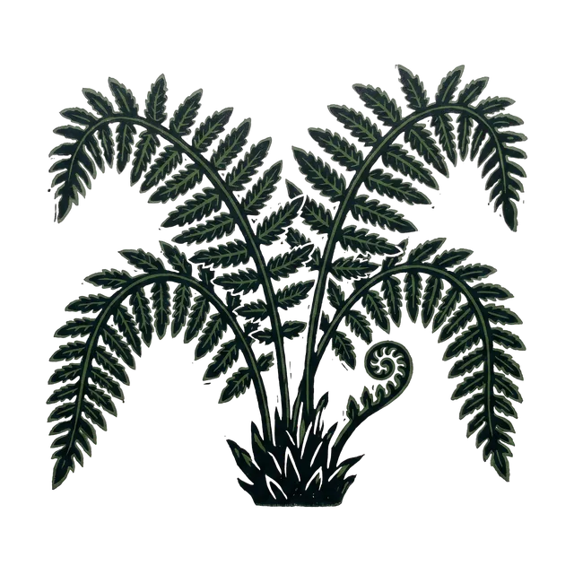 Male fern, drawn