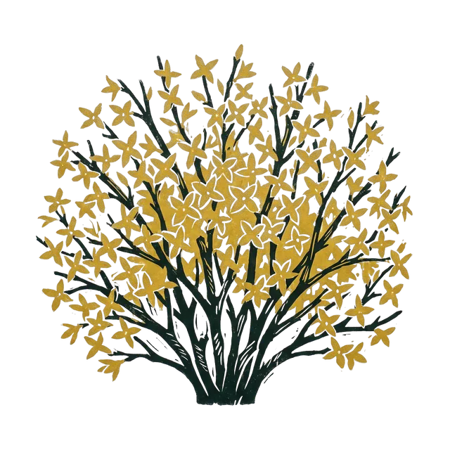 Forsythia, drawn