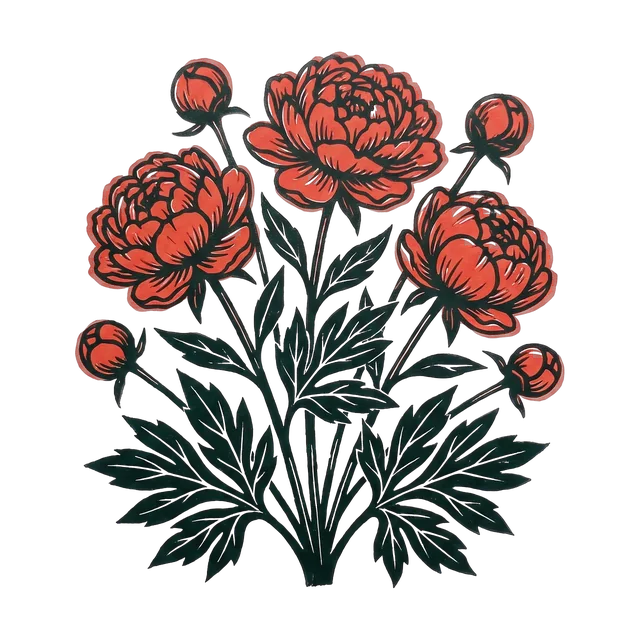 Peony, drawn