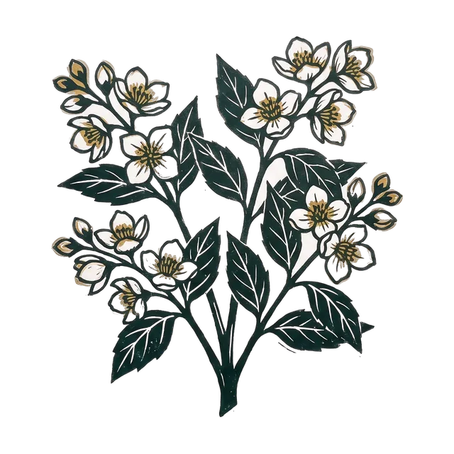 Mock orange, drawn